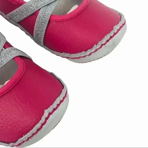 RILEYROOS MAIRIN HOT PINK SPARKLE FLATS BABY SHOES 12-18M LEATHER SLIP ON NIB - Picture 10 of 13